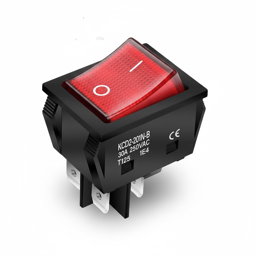 30A 250V KCD2 KCD4 Rocker Switch DPST 4 Pin Red Lighted 120V Rocker Toggle Switch ON Off