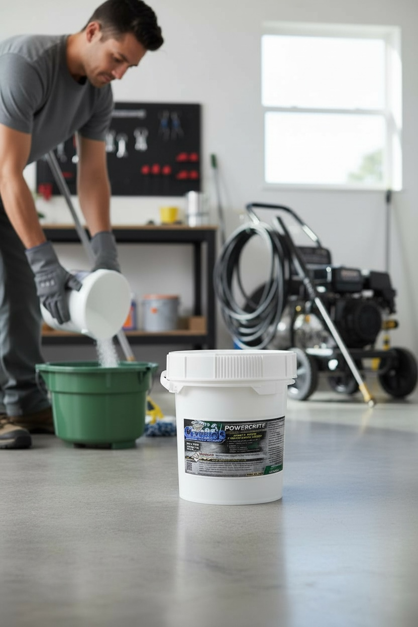 Powecrete Heavy duty floor & concrete cleaner powder- 9-pound pail