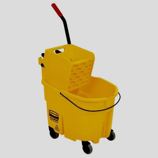 Rubbermaid FG758088YEL WaveBrake® 35 Qt. Yellow Mop Bucket with Side Press Wringer