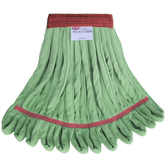 LARGE GREEN MICROFIBER Rough Floor LOOPED-END Wet Mop--1 1/4" BAND