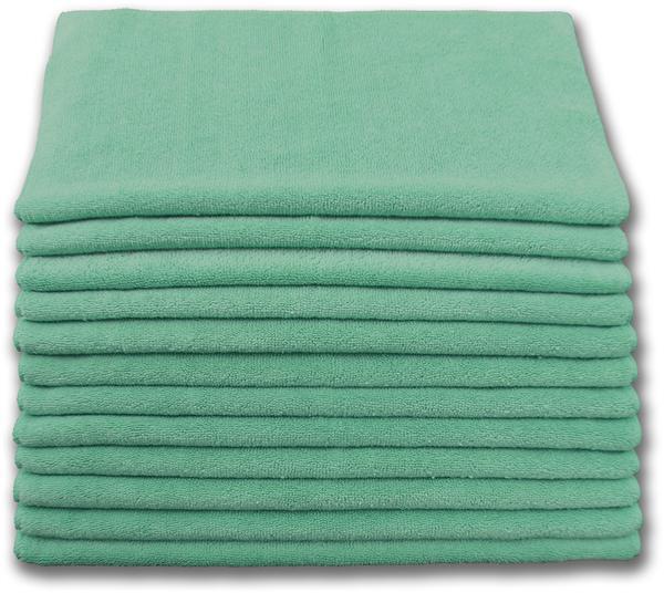 PACK/ 12 CLOTHS, 12" GREEN MF MICROFIBER